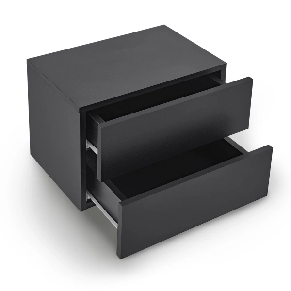 WISZĄCA SZAFKA NOCNA 2 SZUFLADY 40x29x30 CM CZARNY MAT NOWOCZESNA