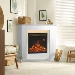 KOMINEK ELEKTRYCZNY 2000W 2 TRYBY BIAŁY NAROŻNY Z EFEKTEM PŁOMIENIA+ LED