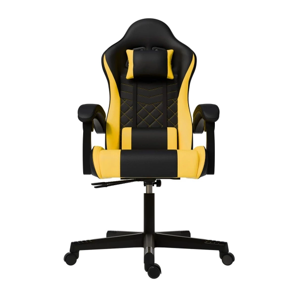 FOTEL GAMINGOWY BIUROWY KUBEŁKOWY GRACZA OBROTOWY HYPERSEAT CZARNY ŻÓŁTY
