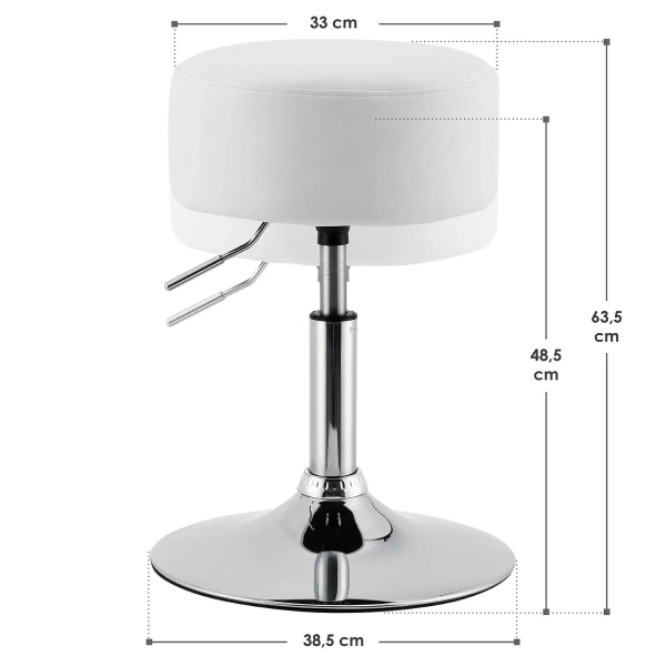 HOKER PUFA TABORET TONIA DO TOALETKI KOSMETYCZNEJ PODUSZKA Z EKOSKÓRY BIAŁY