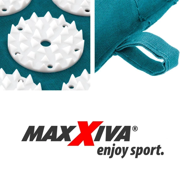 MAXXIVA TURKUSOWA MATA DO AKUPRESURY 130x50 CM Z KOLCAMI NA BÓL PLECÓW