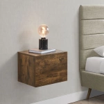 WISZĄCA SZAFKA NOCNA 2 SZUFLADY 40x29x30 CM DREWNOPODOBNA RUSTYKALNA