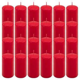 ŚWIECE STOŁOWE CZERWONE 24SZT 10x5CM DEKOR ŚWIECZKI WALCOWE TRADYCYJNE