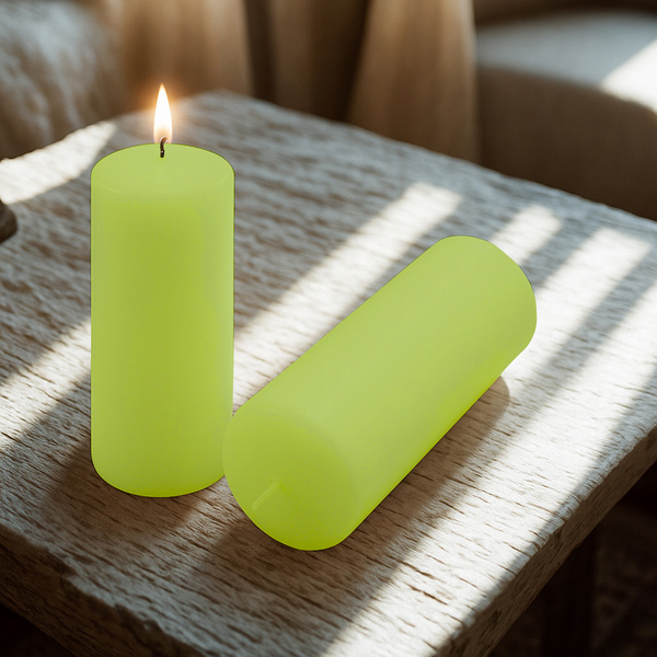 ŚWIECE STOŁOWE ZIELONE 6 SZT 25x10 CM ŚWIECZKI WALCOWE TRADYCYJNE KOLUMNOWE