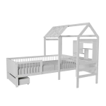 ŁÓŻKO DZIECIECE DOMEK YARI 90x200 CM Z SZUFLADĄ BIURKIEM DLA DZIECKA BIAŁE