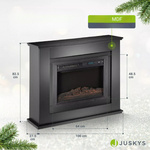 KOMINEK ELEKTRYCZNY 2000W CZARNY Z EFEKTEM PŁOMIENIA 2 TRYBY GRZANIA + LED