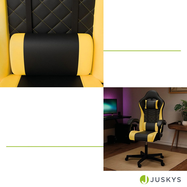 FOTEL GAMINGOWY BIUROWY KUBEŁKOWY GRACZA OBROTOWY HYPERSEAT CZARNY ŻÓŁTY