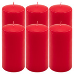 ŚWIECE STOŁOWE CZERWONE 6 SZT 15,5x7,5 CM ŚWIECZKI TRADYCYJNE KOLUMNOWE