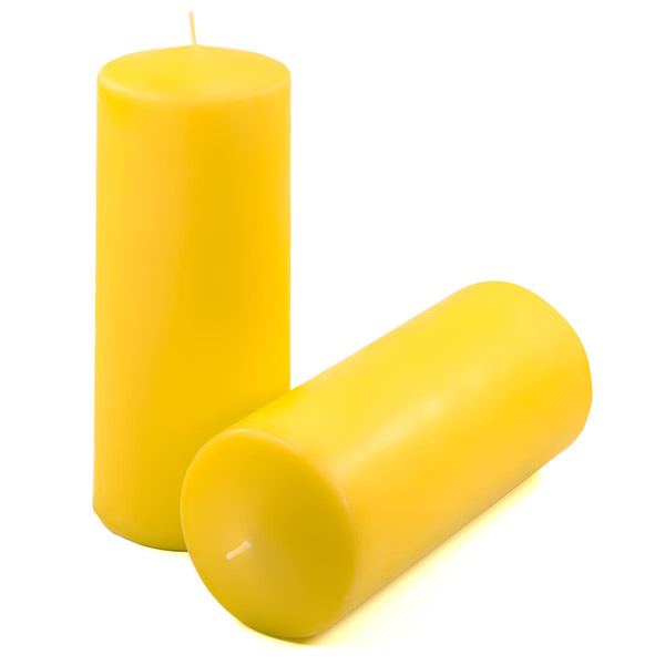 ŚWIECE STOŁOWE ŻÓTŁE 4 SZT 25x10 CM ŚWIECZKI WALCOWE TRADYCYJNE KOLUMNOWE