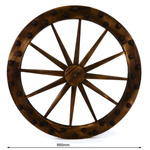 DREWNIANE KOŁO WAGONOWE 90 CM Z NITAMI DEKORACJA ŚCIENNA WESTERN