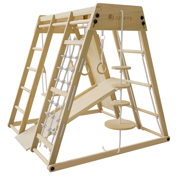 PLAC ZABAW DLA DZIECI DO DOMU DOMOWY DZIECIĘCY DREWNIANY + HUŚTAWKA ŚCIANKA