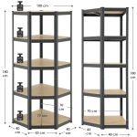 REGAŁ NAROŻNY MAGAZYNOWY METALOWY 180x70x70 CM 875KG PÓŁKI PIWNICA SZARY