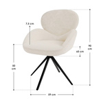 4x KRZESŁO TAPICEROWANE 360° DO SALONU JADALNI BEŻOWE ECRU KREMOWE BOUCLE