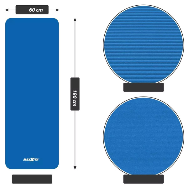MAXXIVA NIEBIESKA MATA PIANKOWA 190x60x1,5cm DO ĆWICZEŃ / JOGI / FITNESS
