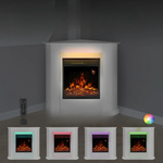 KOMINEK ELEKTRYCZNY 2000W 2 TRYBY BIAŁY NAROŻNY Z EFEKTEM PŁOMIENIA+ LED