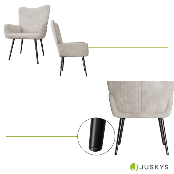 FOTEL USZAK RELAKSACYJNY WYPOCZYNKOWY SKANDYNAWSKI STYL BEŻOWY SZTRUKS