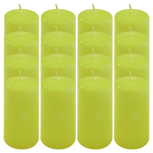 ŚWIECE STOŁOWE ZIELONE 16SZT 10x5CM DEKORACYJNE ŚWIECZKI WALCOWE TRADYCYJNE