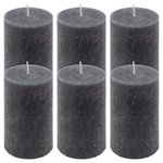 ŚWIECE STOŁOWE ANTRACYTOWE RUSTYKALNE 6 SZT 6,8x11,5 CM ŚWIECZKI KOLUMNOWE