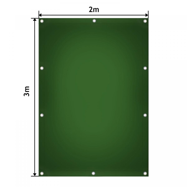 ZIELONA PLANDEKA 2x3 M 650G/M2 PRZEMYSŁOWA OCHRONNA Z OCZKAMI OKRYCIOWA