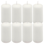 ŚWIECE STOŁOWE BIAŁE 8 SZT 10x5 CM DEKORACYJNE ŚWIECZKI WALCOWE TRADYCYJNE