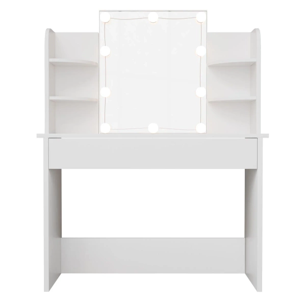 TOALETKA KOSMETYCZNA BELLA Z LUSTREM I LED USB SZAFKĄ SZUFLADĄ DO MAKIJAŻU