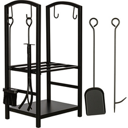 STOJAK REGAŁ KOSZ NA DREWNO KOMINKOWE + AKCESORIA