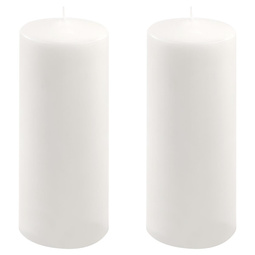 ŚWIECE STOŁOWE BIAŁE 2 SZT 25x10CM ŚWIECZKI WALCOWE TRADYCYJNE KOLUMNOWE