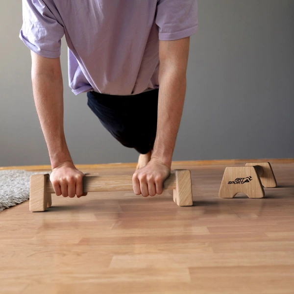 2x UCHWYTY DO POMPEK DREWNIANE PORĘCZE PARALETKI L ANTYPOŚLIZGOWA PODSTAWA