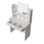 TOALETKA KOSMETYCZNA Z LUSTREM 10x LED DO MAKIJAŻU WIZAŻU BIAŁA 90x40x140CM