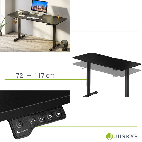 BIURKO ELEKTRYCZNE 120x60 REGULOWANE CZARNE Z REGULACJĄ WYSOKOŚCI PAMIĘCIĄ
