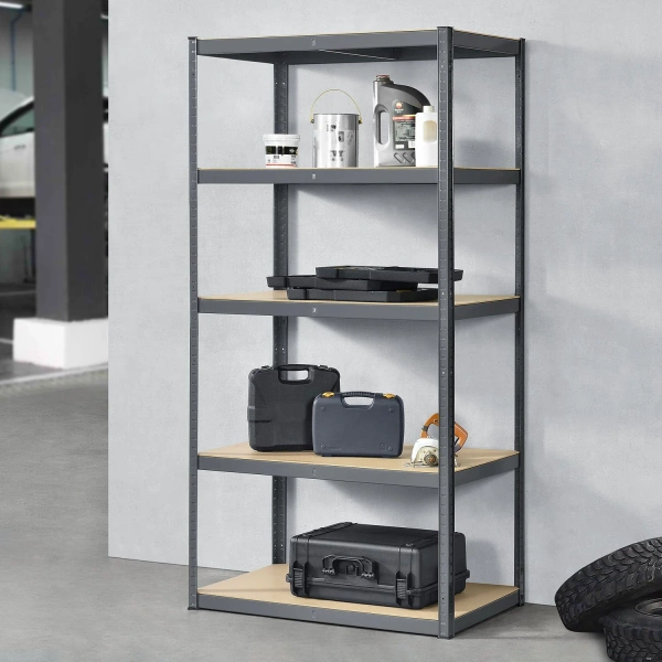 REGAŁ MAGAZYNOWY 200x100x60 CM 875KG METALOWY PÓŁKI GARAŻ WARSZTAT SZARY