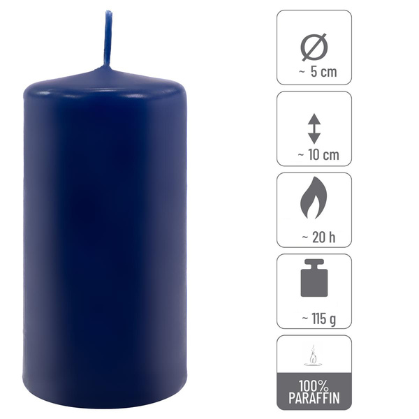 ŚWIECE STOŁOWE GRANATOWE 8 SZT 10x5 CM DEKOR ŚWIECZKI WALCOWE TRADYCYJNE