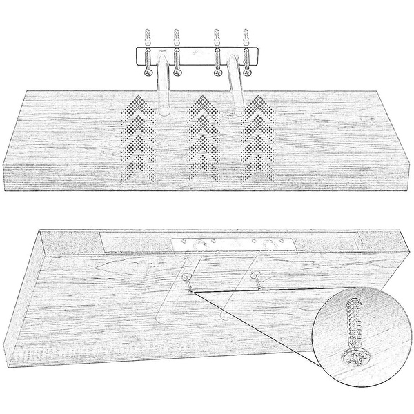 BIAŁY DEKOR DREWNA PÓŁKA NAŚCIENNA WISZĄCA 30 CM