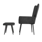 FOTEL USZAK Z PODNÓŻKIEM WYPOCZYNKOWY SKANDYNAWSKI STYL SZARY SZTRUKS