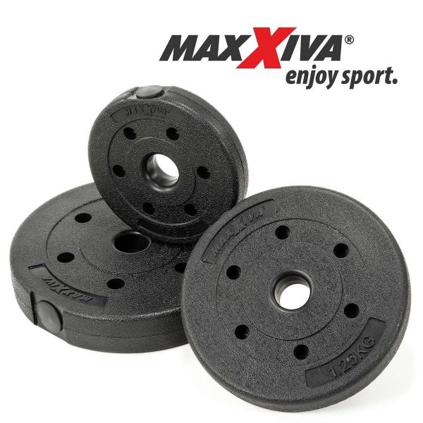 ZESTAW HANTLI MAXXIVA 2 X 15 KG CIĘŻARKI HANTLE 30 KG ZAMKNIĘCIA GWIAZDKOWE