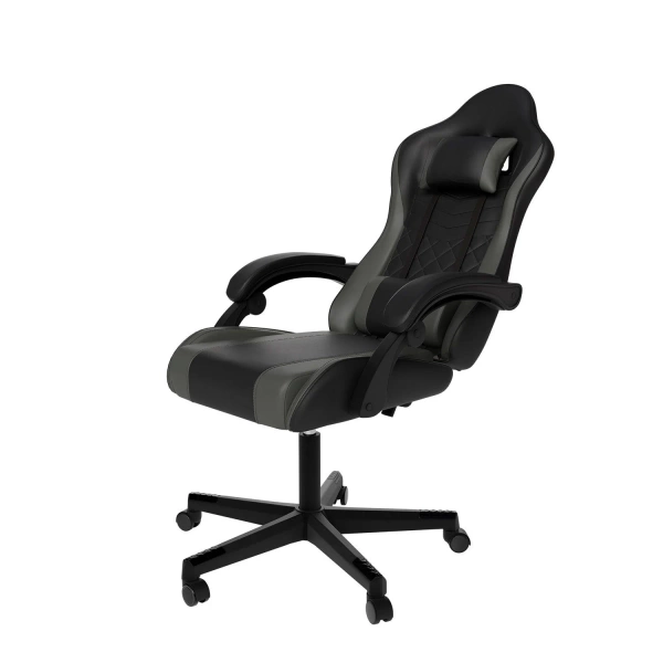 FOTEL GAMINGOWY BIUROWY KUBEŁKOWY GRACZA OBROTOWY HYPERSEAT CZARNY SZARY