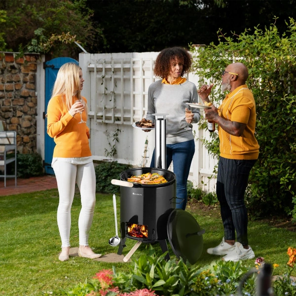 GRILL KOCIOŁEK MYŚLIWSKI EMALIOWANY PIECYK GARNEK  NA GULASZ 17L + 8L 