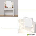 TOALETKA KOSMETYCZNA Z LUSTREM LED DO MAKIJAŻU WIZAŻU BIAŁA 90x40x140 CM