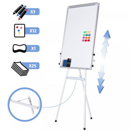 TABLICA MAGNETYCZNA 60x90 SUCHOŚCIERALNA DO PREZENTACJI AKCESORIA FLIPCHART