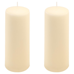 ŚWIECE STOŁOWE KREMOWE 2 SZT 20x7,5CM ŚWIECZKI WALCOWE TRADYCYJNE KOLUMNOWE