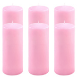ŚWIECE STOŁOWE RÓŻOWE 6 SZT 20x7,5 CM ŚWIECZKI TRADYCYJNE KOLUMNOWE