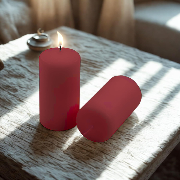 ŚWIECE STOŁOWE BORDOWE 24SZT 10x5CM DEKORACYJNE ŚWIECZKI WALCOWE TRADYCYJNE