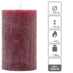 ŚWIECE STOŁOWE BORDOWE RUSTYKALNE 12 SZT 6,8x11,5 CM ŚWIECZKI KOLUMNOWE