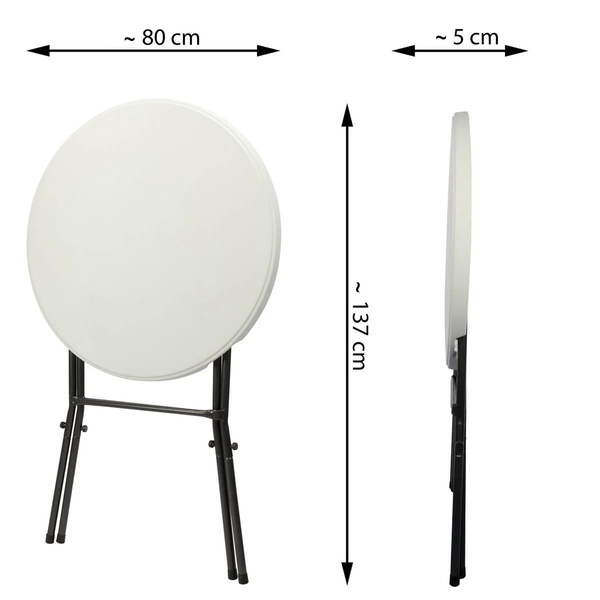 STÓŁ KOKTAJLOWY TARGOWY BANKIETOWY BISTRO SKŁADANY BIAŁY Ø80CM + POKROWIEC