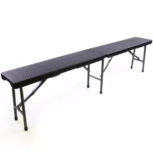 2x ŁAWKA SKŁADANA180 CM BANKIETOWA CAMPINGOWA CZARNA STYL RATTAN DO 200 KG