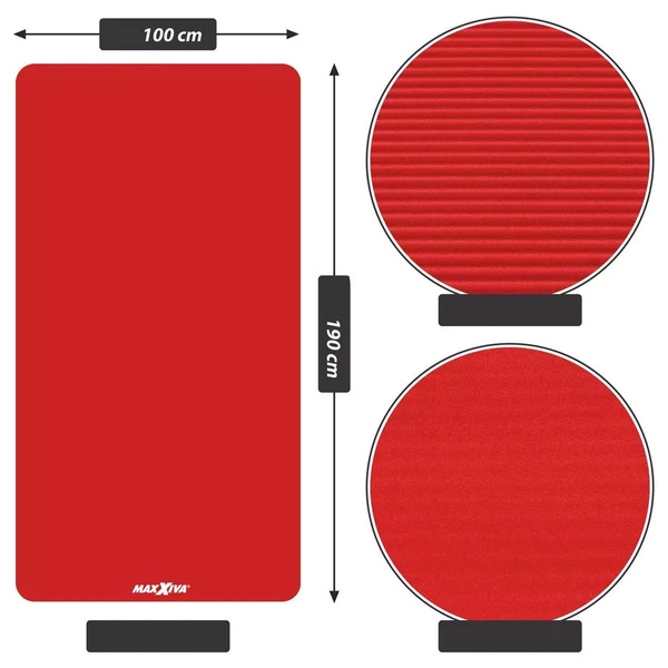 MAXXIVA CZERWONA MATA PIANKOWA 190x100x1,5cm DO ĆWICZEŃ / JOGI / FITNESS