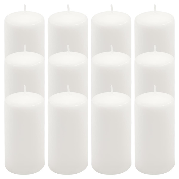 ŚWIECE STOŁOWE BIAŁE 12 SZT 11,5x6 CM ŚWIECZKI WALCOWE TRADYCYJNE KOLUMNOWE