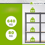 2x REGAŁ METALOWY MAGAZYNOWY 160x80x40CM 640KG PIWNICA WARSZTAT GARAŻ SZARY