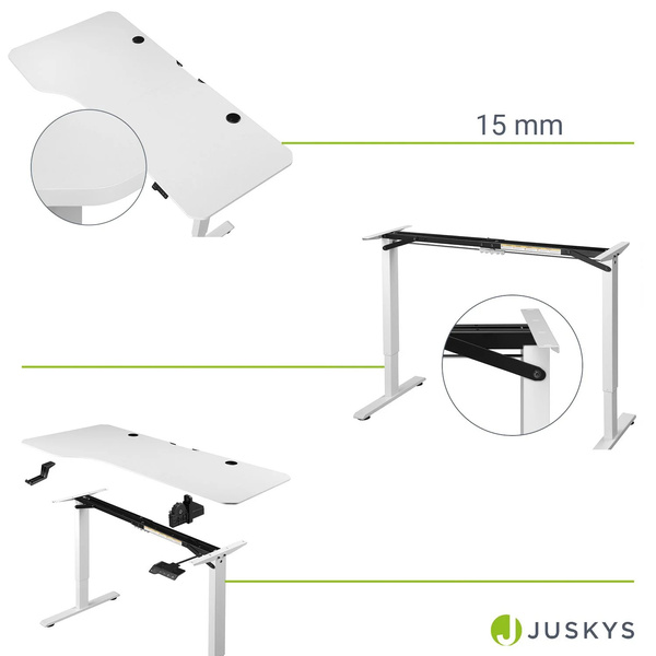 BIURKO ELEKTRYCZNE 160x75 REGULOWANE BIAŁE Z REGULACJĄ WYSOKOŚCI I PAMIĘCIĄ