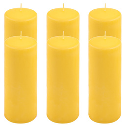 ŚWIECE STOŁOWE ŻÓTŁE 6 SZT 25x10 CM ŚWIECZKI WALCOWE TRADYCYJNE KOLUMNOWE